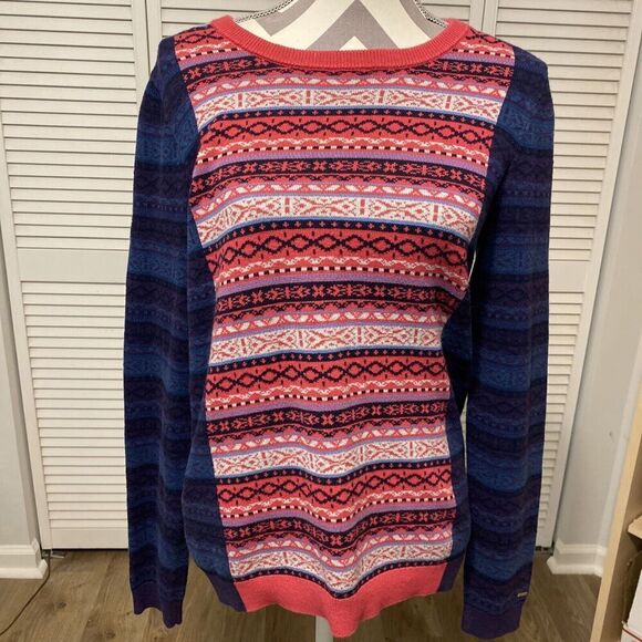 TOMMY HILFIGER Boat Neck Multicolor Aztec Pullover Sweater Size Large - Picture 1 of 5